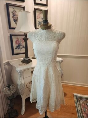 White House Black Market Summer Strapless Linen Palm Beach Chic Dress 6